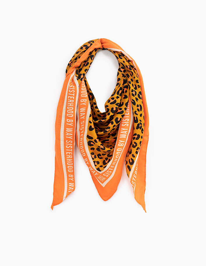 Herhaald Beide wees onder de indruk Fluo-oranje sjaal luipaardprint Sisterhood meisjes