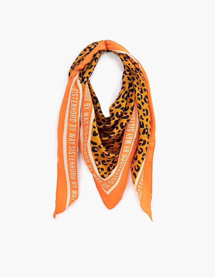 Fluo-oranje sjaal luipaardprint Sisterhood meisjes-1