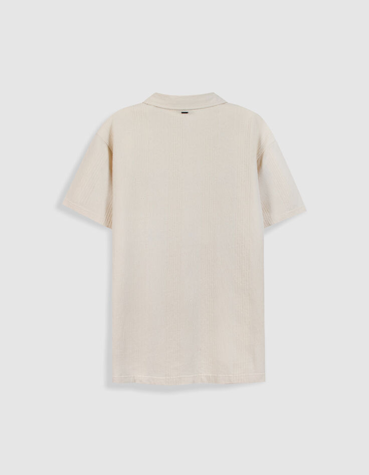 Polo beige motif rayures &eacute;ponge Homme-7