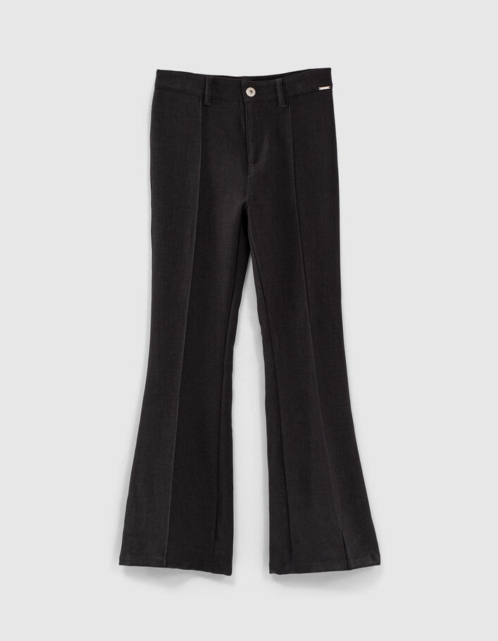 Pantalon flare gris chiné anthracite fille-2