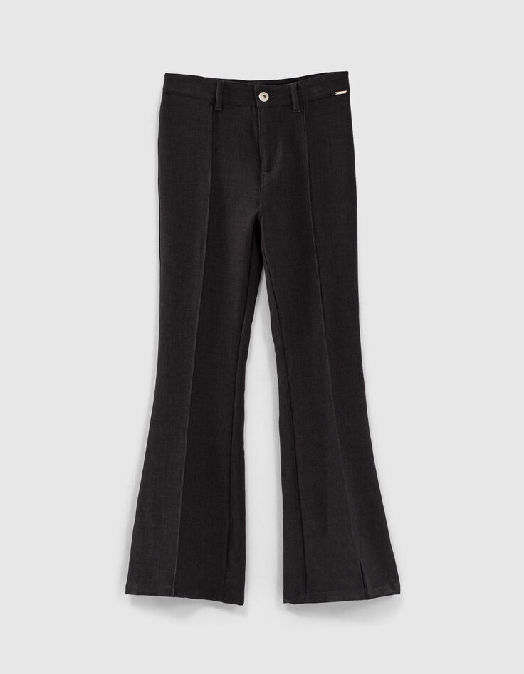 Gemêleerd antracietgrijze flare broek meisjes-1