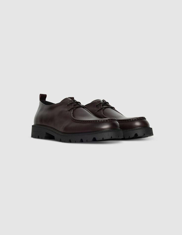 Zapatos derby con plataforma en piel ciruela para hombre-4 Zapatos derby con plataforma en piel ciruela para hombre-4