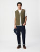 Men's khaki quilted sleeveless vest-3