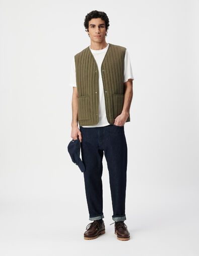 Men's khaki quilted sleeveless vest - IKKS