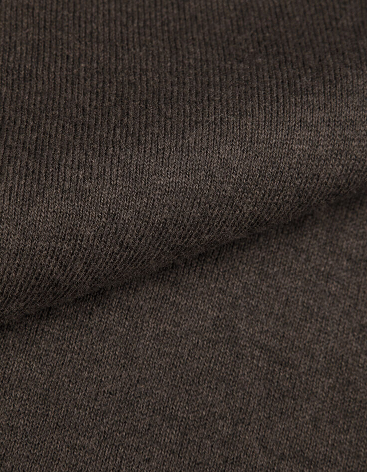 Bruin gebreid poloshirt met lange mouwen voor heren-4
