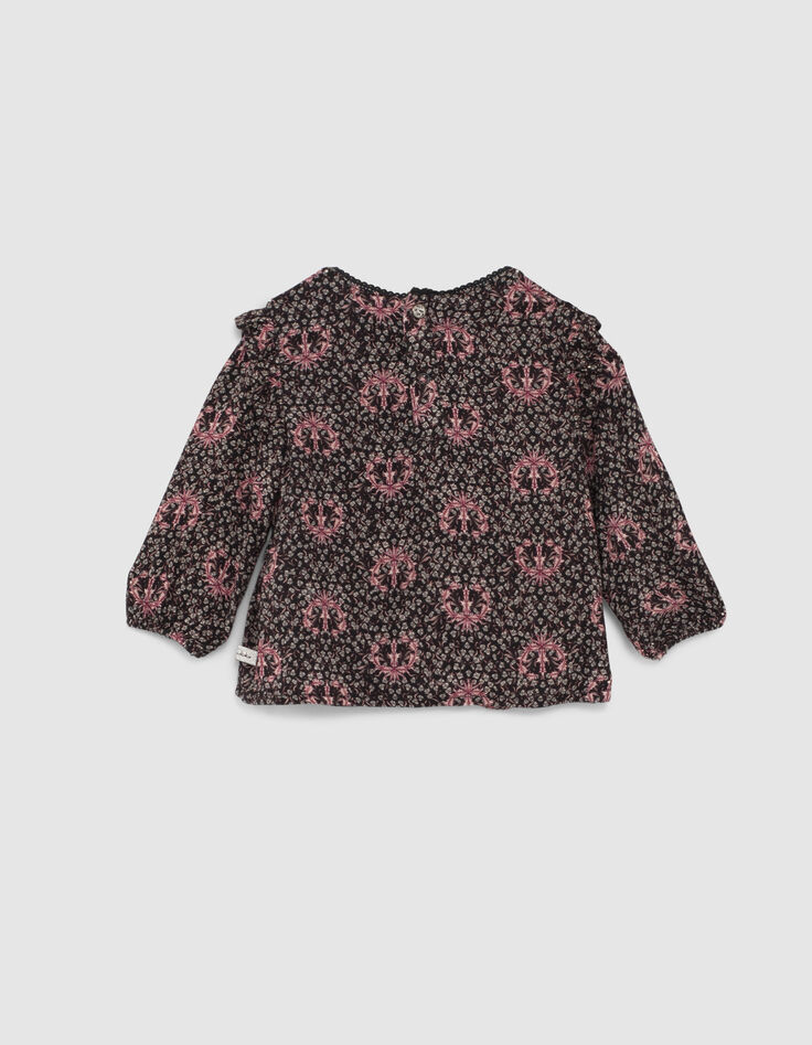 Schwarze Bluse mit Lilienprint für Babymädchen-3