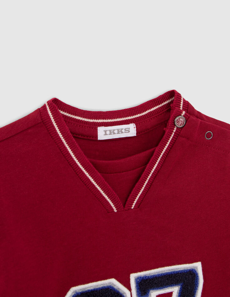 T-shirt rouge bio maxi chiffres bouclette bébé garçon-2