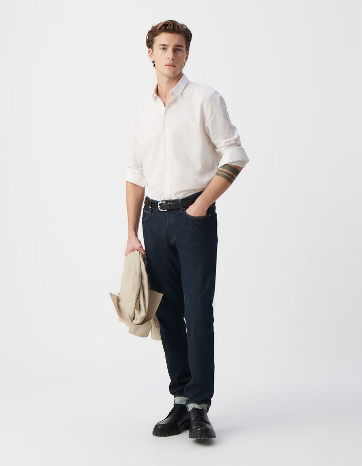 Chemise SLIM beige motif rayures aquarellées Homme-1