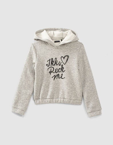 Girls’ mid-grey marl slogan sweatshirt - IKKS