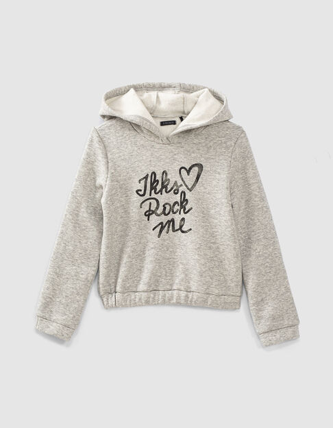 Girls’ mid-grey marl slogan sweatshirt