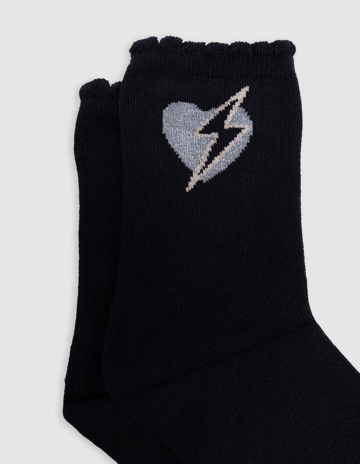 Rosa, goldene und schwarze Mädchensocken-7