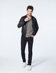 Chemise SLIM dark kaki imprimé minimaliste ethnique Homme-5