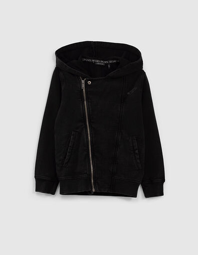 Zwart sweatvest bikerstijl jongens  - IKKS