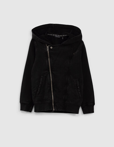 Zwart sweatvest bikerstijl jongens 