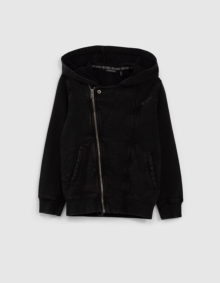 Zwart sweatvest bikerstijl jongens -1