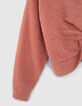 Pull terracotta tricot r&eacute;versible devant dos fille-5