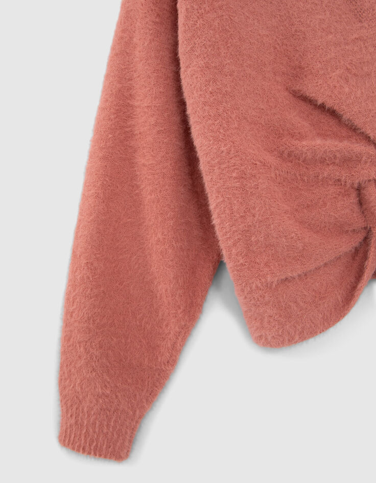 Pull terracotta tricot r&eacute;versible devant dos fille-5