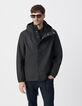 Schwarze Herrenjacke aus Gumminylon mit Kapuze-3