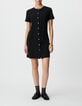 Robe courte noire boutonn&eacute;e devant Femme-1