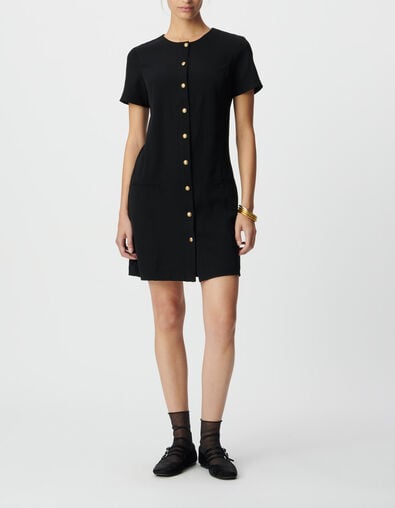 Robe courte noire boutonn&eacute;e devant Femme - IKKS