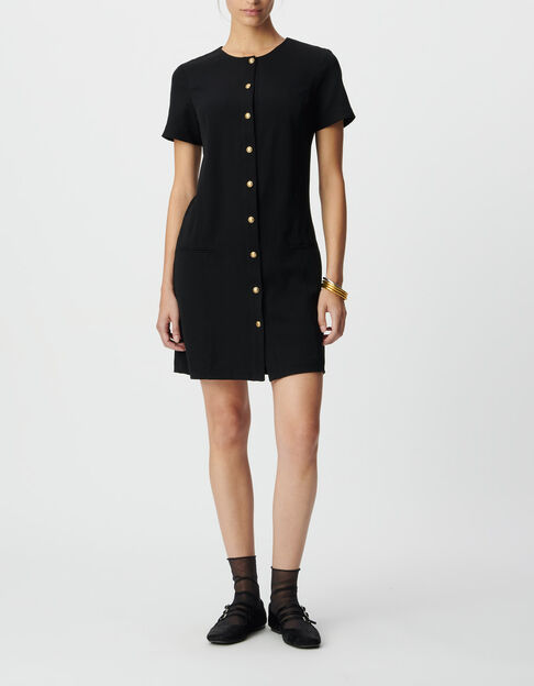 Schwarzes Damenkurzkleid vorne gekn&ouml;pft - IKKS