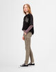 Pantalon battle kaki à taille haute fille-1