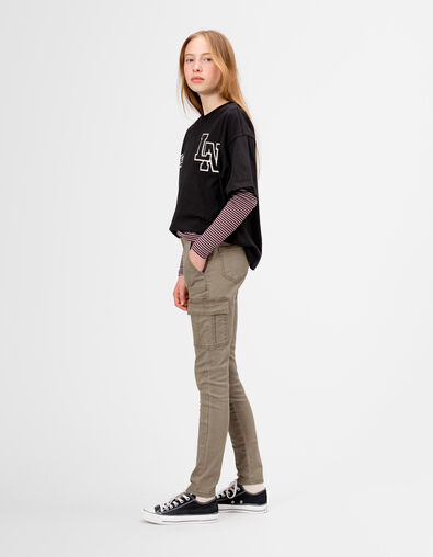 Pantalon battle kaki à taille haute fille - IKKS