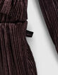 Girls’ pink lamé pleated dress with asymmetric ruffle-4