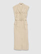 Robe saharienne longue beige sans manches Femme-6