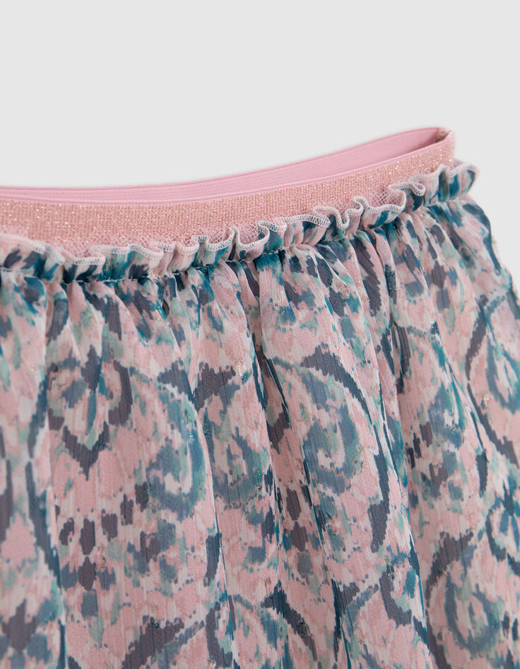 Rosafarbener Rock mit Ikat-Druck für Mädchen-2