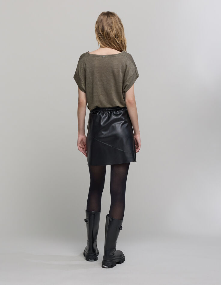 Khakifarbenes Damen-T-Shirt mit milit&auml;rischer Botschaft-2
