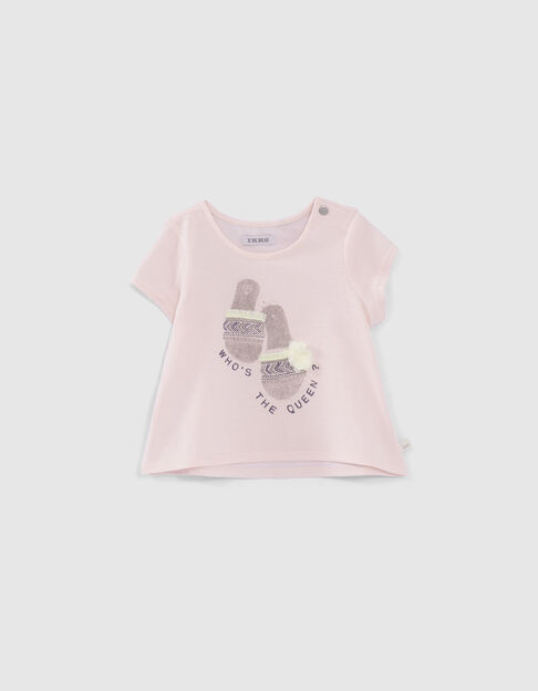 Roze T-shirt biokatoen opdruk sandalen babymeisjes