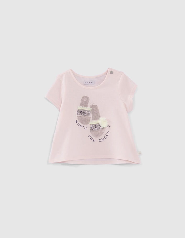 Roze T-shirt biokatoen opdruk sandalen babymeisjes - IKKS