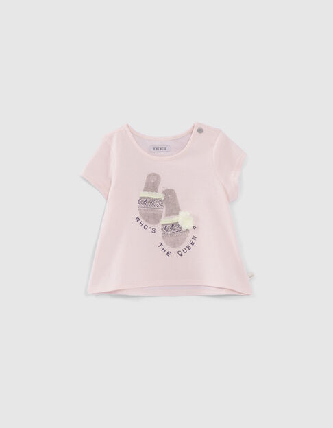 Camiseta rosa algodón ecológico sandalias bebé niña