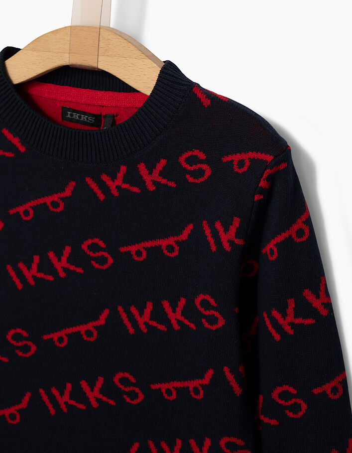 Navy trui met rode skates voor jongens  - IKKS