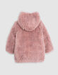 Chaqueta larga de sherpa reversible negra y rosa para niña-5