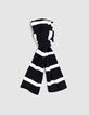Echarpe noire tricot rayures blanches fille-1