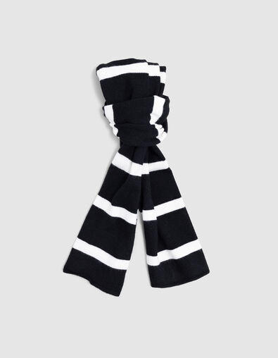 Echarpe noire tricot rayures blanches fille - IKKS