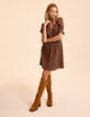 Robe camel imprim&eacute; fleurs noires I.Code-2
