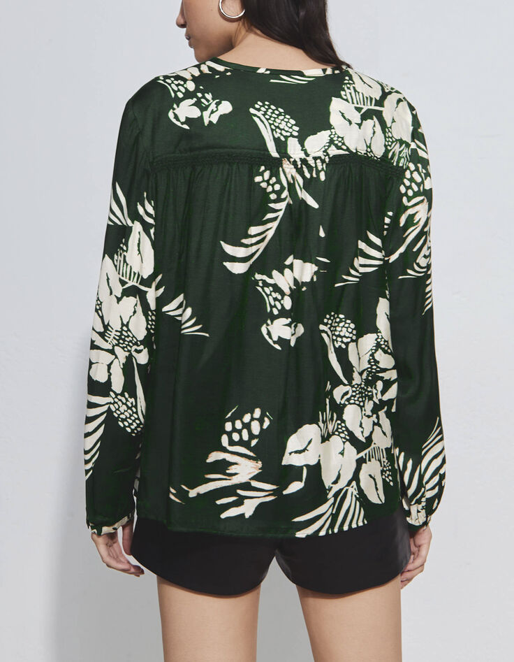 Pure Edition-Blouse verte imprimé Jungle Vibe Femme-3