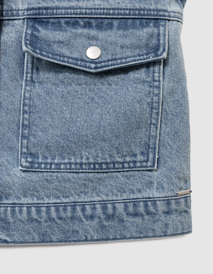 Veste sans manches en jean bleu fille-7 Veste sans manches en jean bleu fille-7
