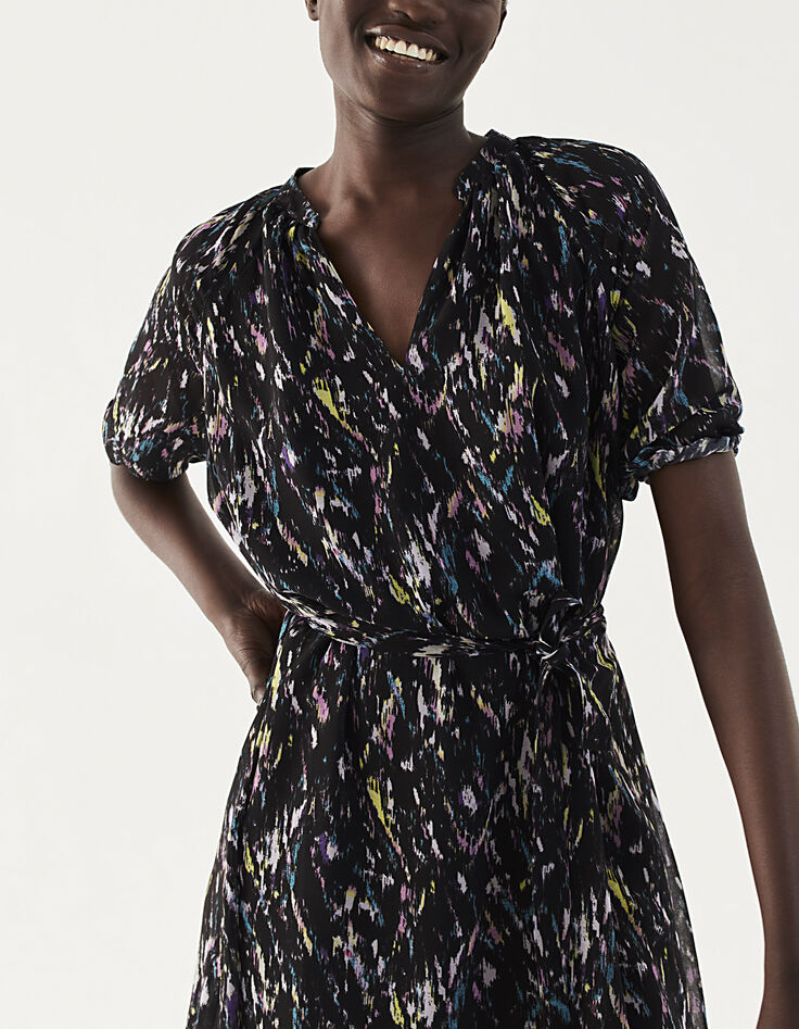 Robe courte imprimé coloré recyclé femme-3