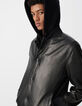 Bomber noir en cuir à parmenture amovible Homme-4