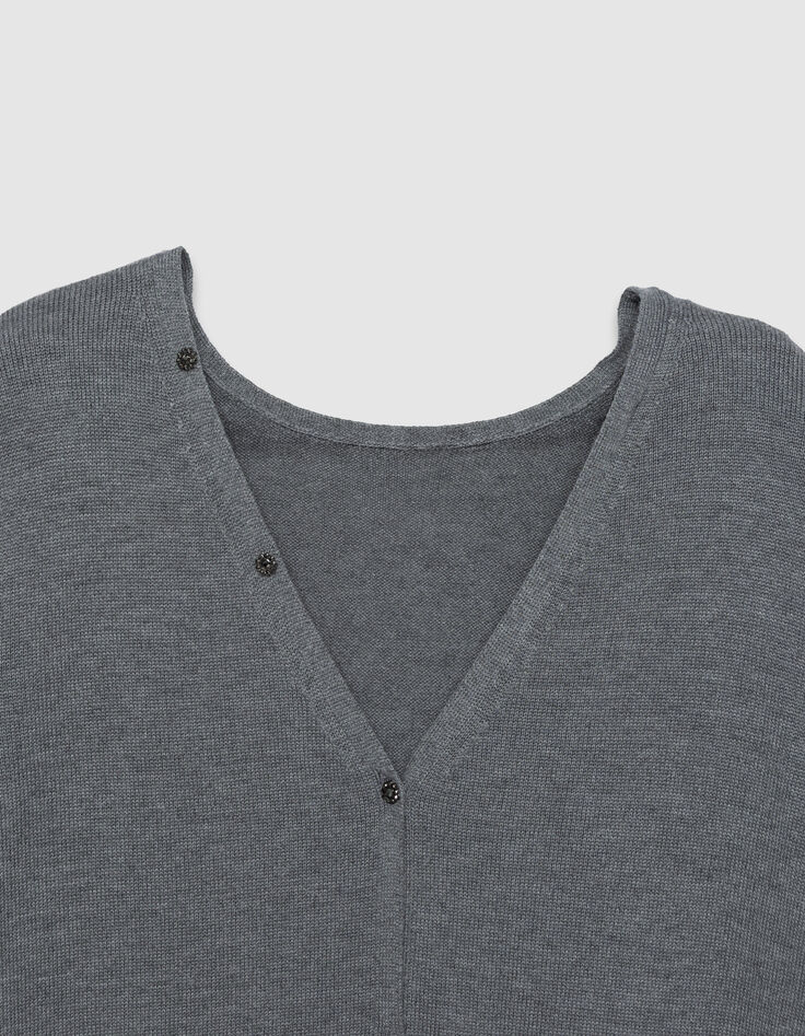 Grijs gebreid vest omkeerbaar voor/achter Dames-7