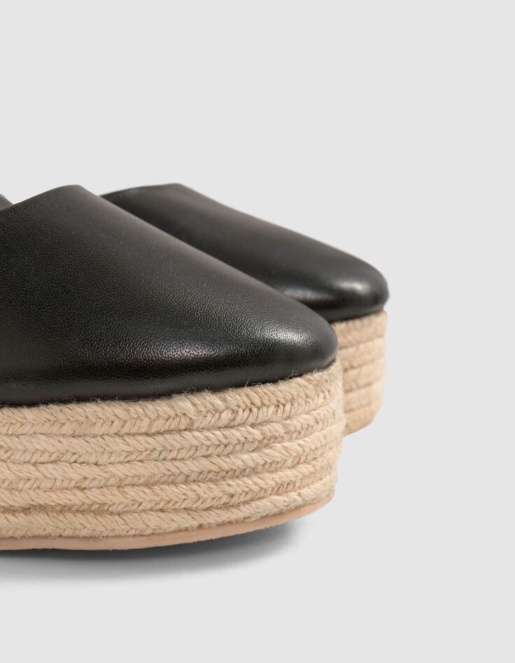 Schwarze Damen-Ledersneakers mit Plateau und Schnürung-4