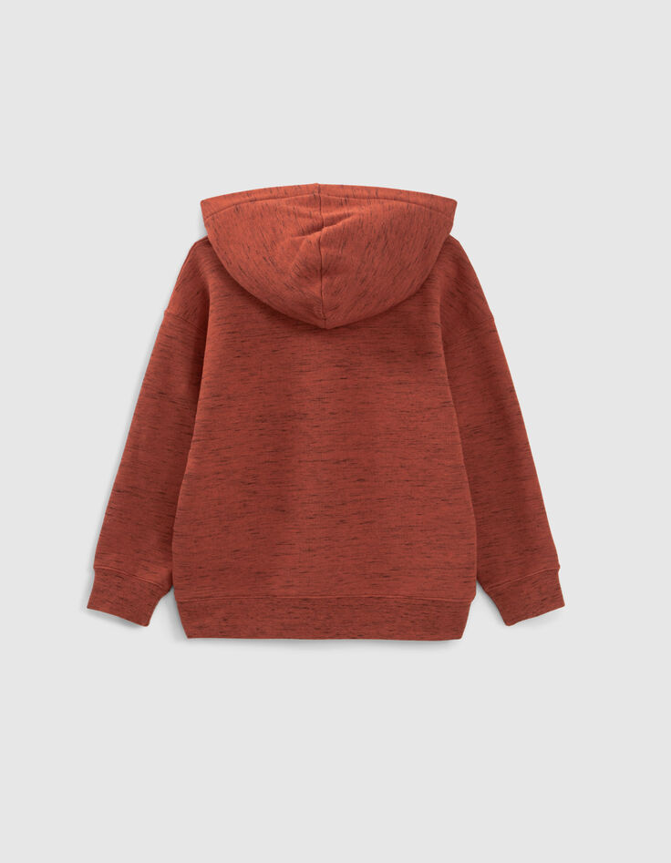 Boys’ dark red marl hoodie with skateboarder image-5