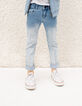 Boys&rsquo; faded blue deep dye slim jeans-2