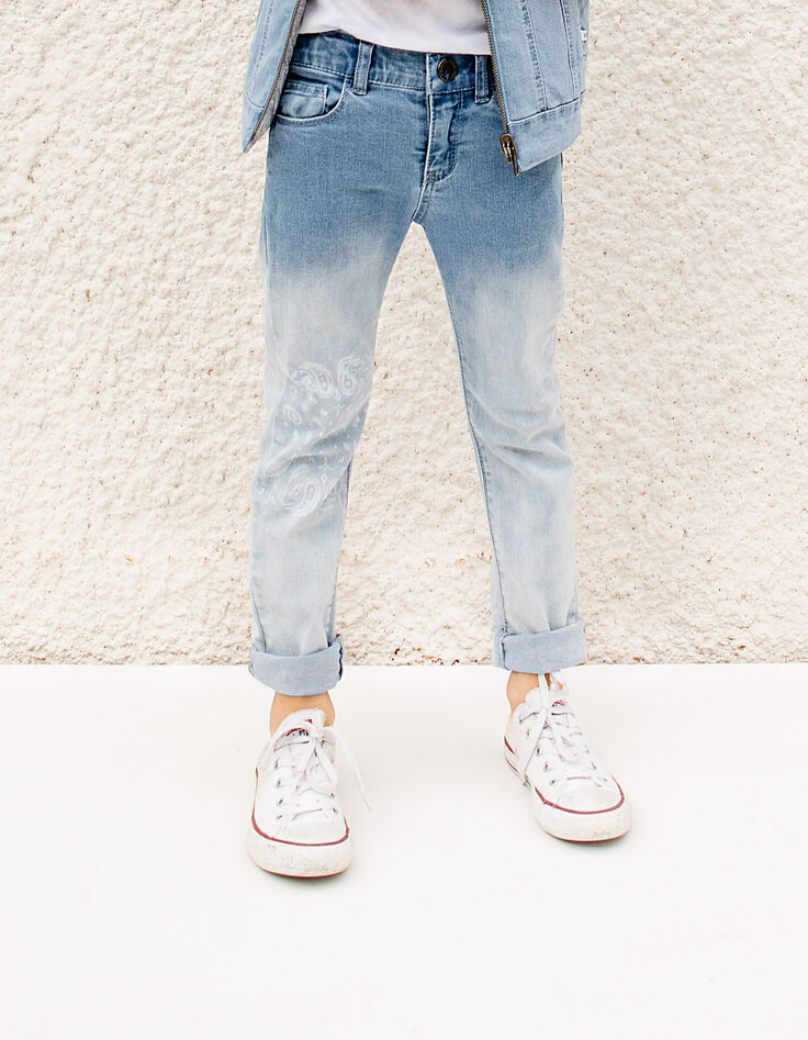 Boys&rsquo; faded blue deep dye slim jeans-2