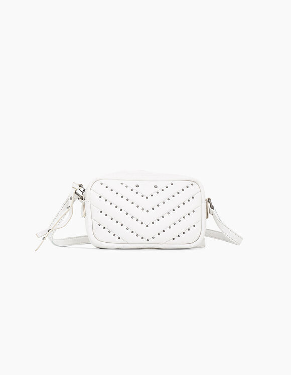 WHITE 1440 SMALL MESSENGER Women's chevron clutch bag