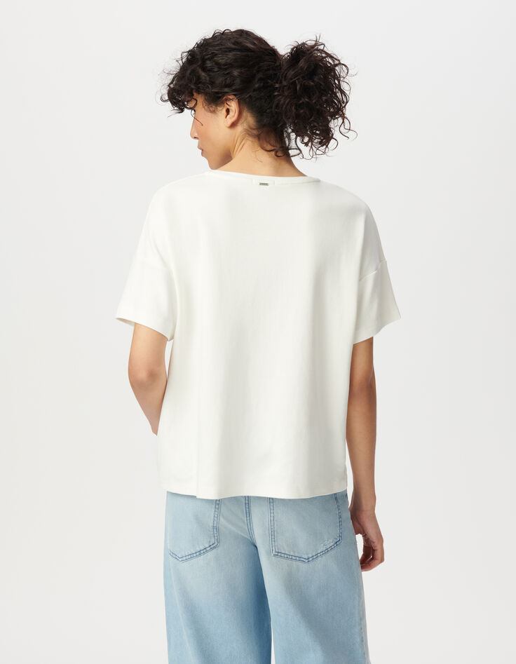 Tee-shirt col rond blanc visuels fruits-3